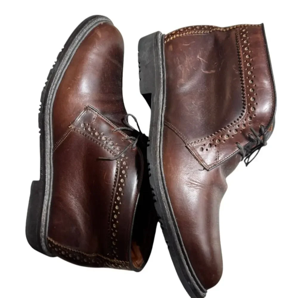 Allen Edmonds Bellevue Chukka Ankle Boots Men's 10 Brown Leather Brogue Outdoor